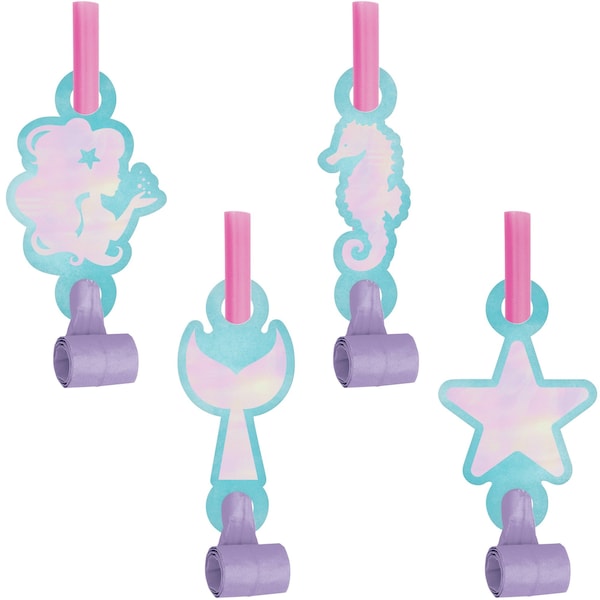 Creative Converting Iridescent Mermaid Party Party Blowers, 5.25"x2.55", 48PK 336709 - main